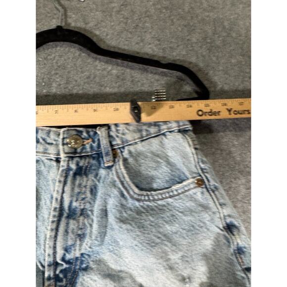 Zara Shorts Women 4‎ Blue Distressed Denim Cut Off Acid Wash Mini Festival - Picture 3 of 6